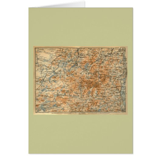 1909 Adirondacks Map from Baedeker's Travel Guide (Front)