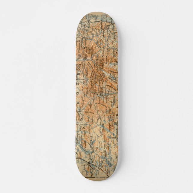 1909 Adirondacks Map from Baedeker's Travel Guide Skateboard Deck (Front)