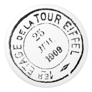 1909 Eiffel Tower Postmark Ceramic Knob