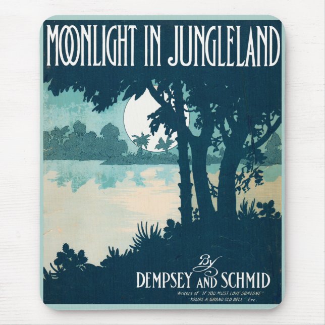 1909 Moonlight in Jungleland sheet music cover Mouse Pad (Front)