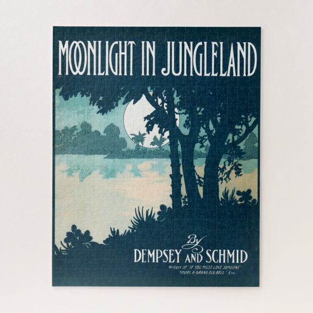 1909 Moonlight in Jungleland sheet music print Jigsaw Puzzle (Vertical)