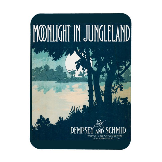 1909 Moonlight in Jungleland sheet music print Magnet (Vertical)