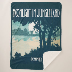 1909 Moonlight in Jungleland sheet music print Sherpa Blanket