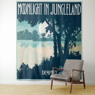 1909 Moonlight in Jungleland sheet music print Tapestry