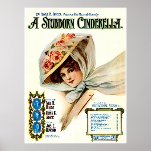 1909 Musical Comedy Stubborn Cinderella Poster