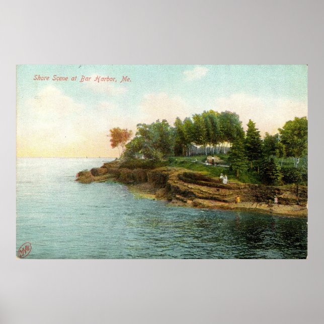 1909 Shore Scene at Bar Harbor, Maine Poster (Front)
