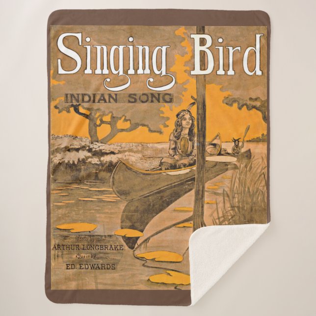 1909 Singing Bird sheet music print Sherpa Blanket (Front)