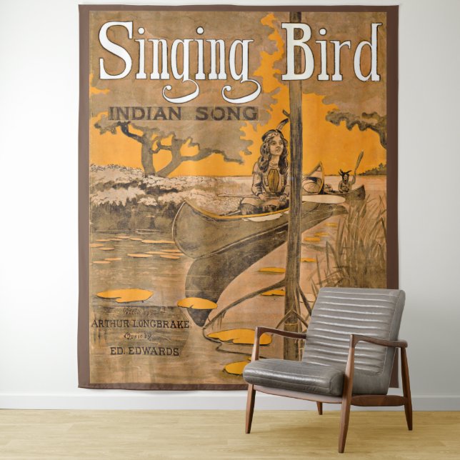 1909 Singing Bird sheet music print Tapestry (In Situ)