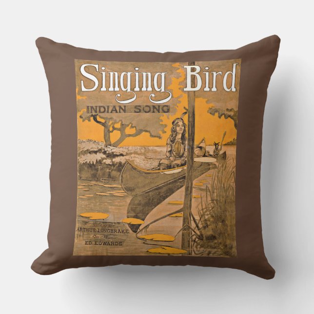  1909 Singing Bird sheet music print Throw Pillow (Front)