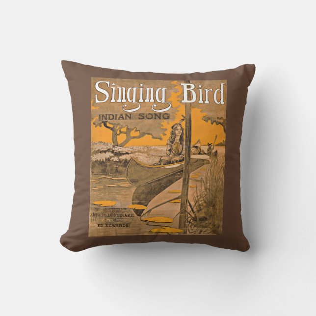 1909 Singing Bird sheet music print Throw Pillow (Front)
