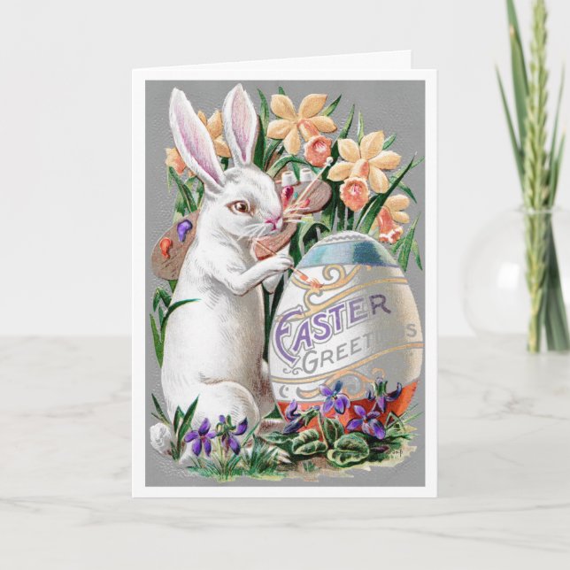 1909! "SPRING LIGHT" FRENCH BUNNY EASTER GREETING HOLIDAY CARD (Front)
