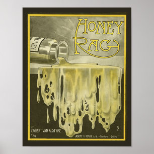 1909 Vintage Sheet Music Cover Copy HONEY RAG Poster