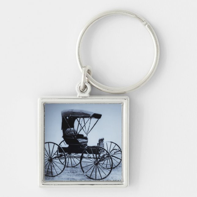 1910 Auto Seat Buggy Cyan Tone Keychain (Front)