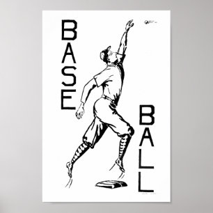 1910 Baseball Art Sports Vintage Illustration Poster