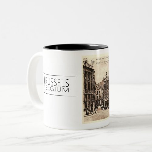 1910 BRUSSELS BELGIUM PHOTO POSTCARD Two_Tone COFFEE MUG
