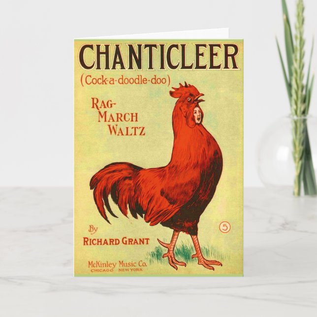 1910 Chanticleer rooster sheet music print Card (Front)