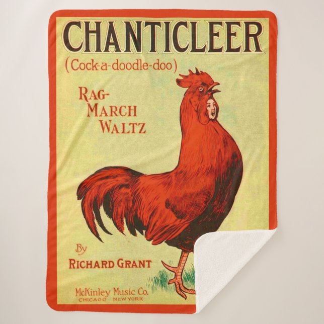 1910 Chanticleer sheet music print Sherpa Blanket (Front)