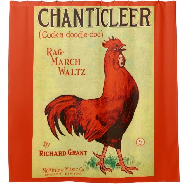 1910 Chanticleer sheet music print Shower Curtain (Front)