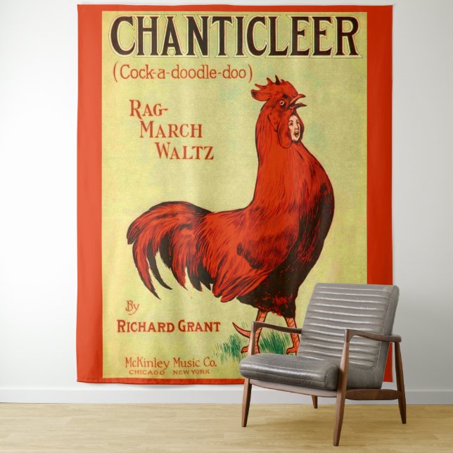 1910 Chanticleer sheet music print Tapestry (In Situ)