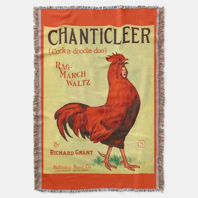 1910 Chanticleer sheet music print Throw Blanket (Front Vertical)