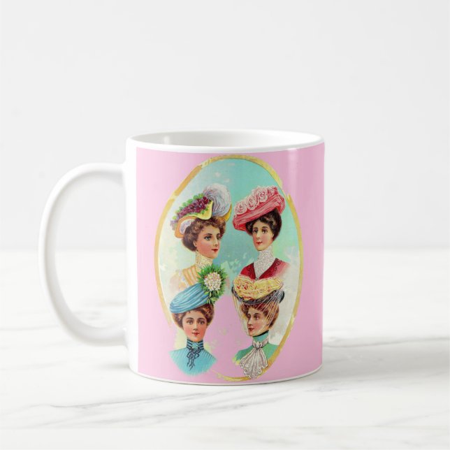 1910 dainty summer hats coffee mug (Left)