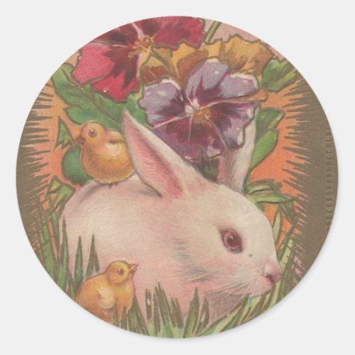 1910 Easter Bunny Classic Round Sticker