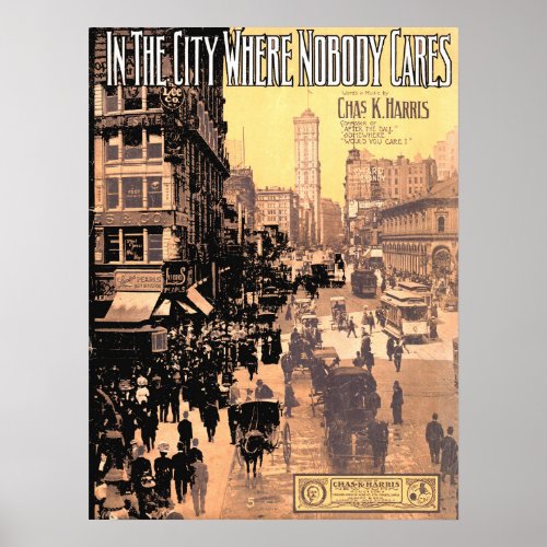  1910 In the City Where Nobody Cares sheet music