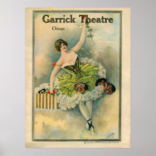 1910 Lovely Woman Thespian Garrick Theatre Chicago Poster