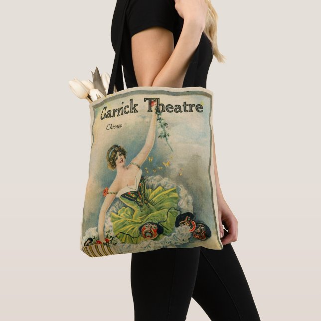 1910 Lovely Woman Thespian Garrick Theatre Chicago Tote Bag (Close Up)