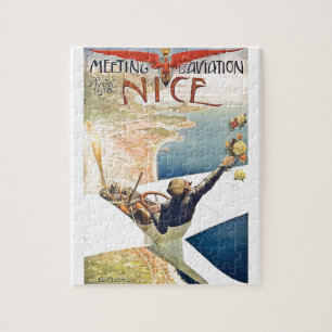1910 Meeting d'Aviation Nice France Advertising Po Jigsaw Puzzle