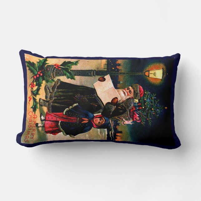 1910 Santa checking his list Lumbar Pillow (Front)