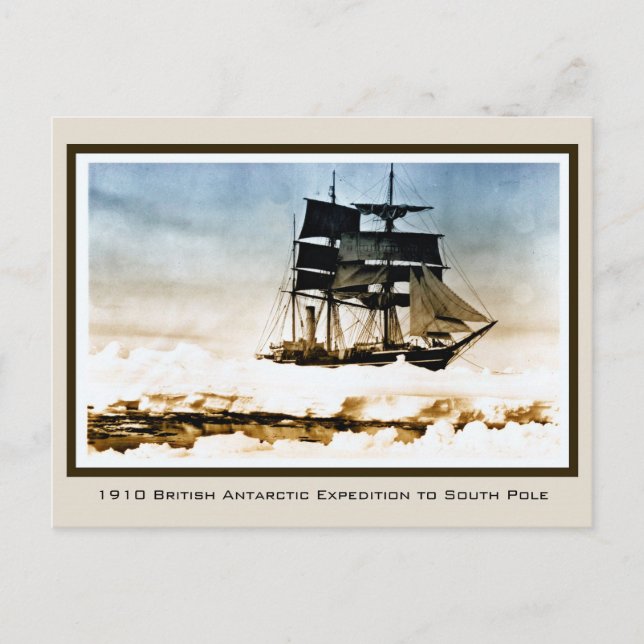 1910 Scott Expedition to Terra Nova South Pole Postcard (Front)
