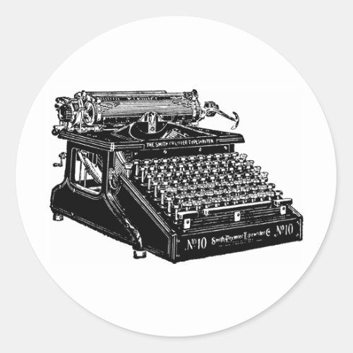 1910 Typewriter Classic Round Sticker