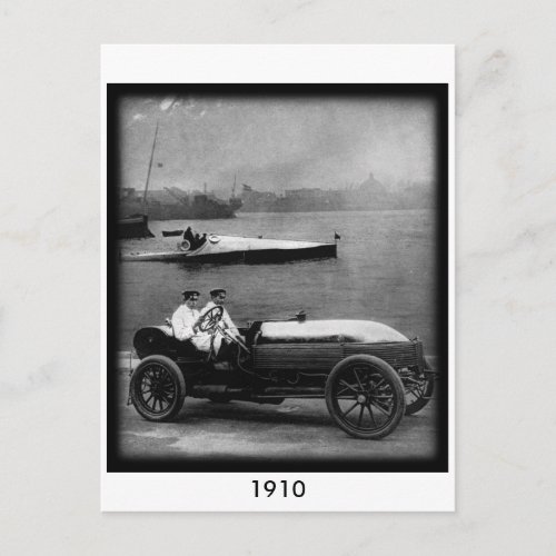 1910 Vintage Race Car  Speed Boat_Post Card