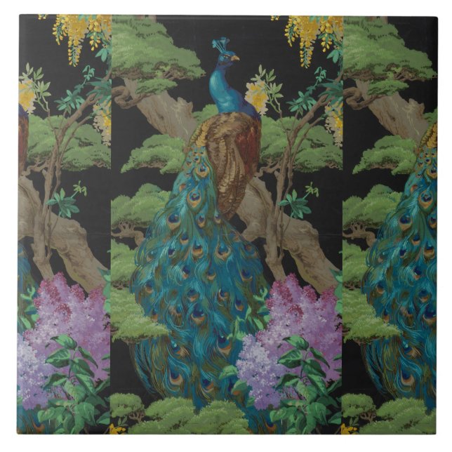 1910 Vintage Wallpaper The Cedar Tree Ceramic Tile (Front)