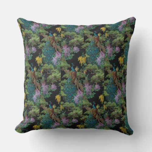 1910 Vintage Wallpaper The Cedar Tree Throw Pillow