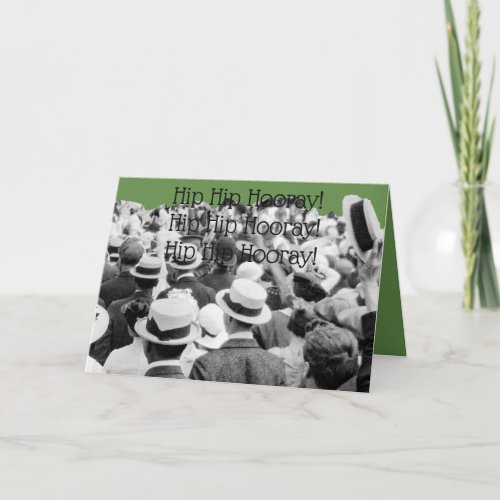 1910S CROWD CHEERING PHOTO HIP HIP HOORAY CARD