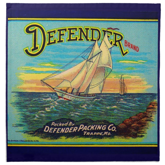 1910s Defender brand packing sailboat label Cloth Napkin (Front)