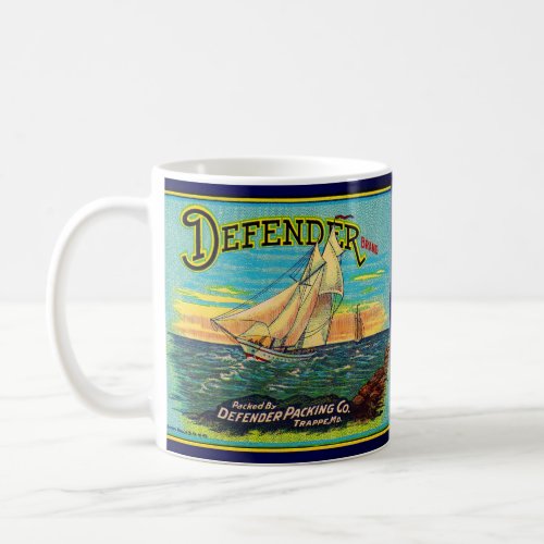 1910s Defender brand packing sailboat label Coffee Mug