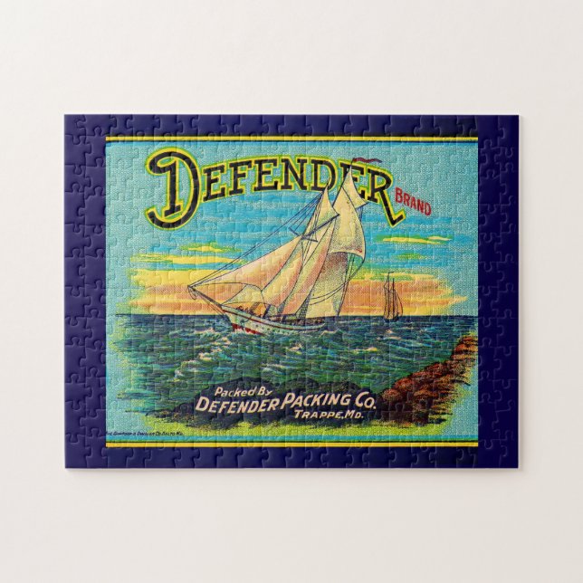 1910s Defender brand packing sailboat label Jigsaw Puzzle (Horizontal)