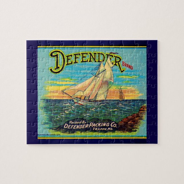 1910s Defender brand packing sailboat label Jigsaw Puzzle (Horizontal)