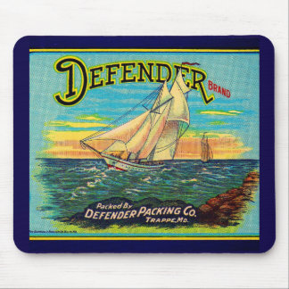 1910s Defender brand packing sailboat label Mouse Pad