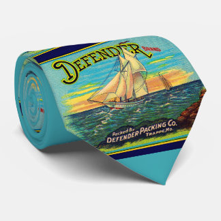 1910s Defender brand packing sailboat label print Neck Tie