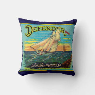 1910s Defender brand packing sailboat label Throw Pillow