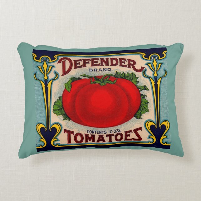 1910s Defender brand tomatoes label Accent Pillow (Front)