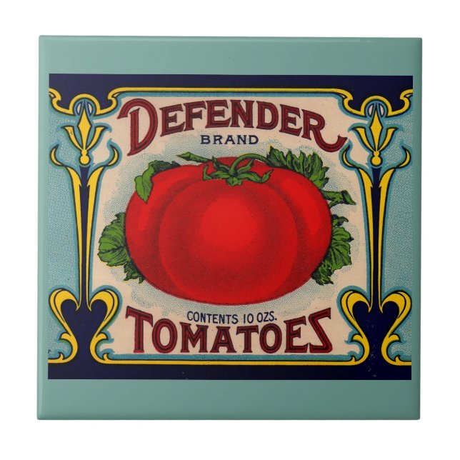 1910s Defender brand tomatoes label Ceramic Tile (Front)