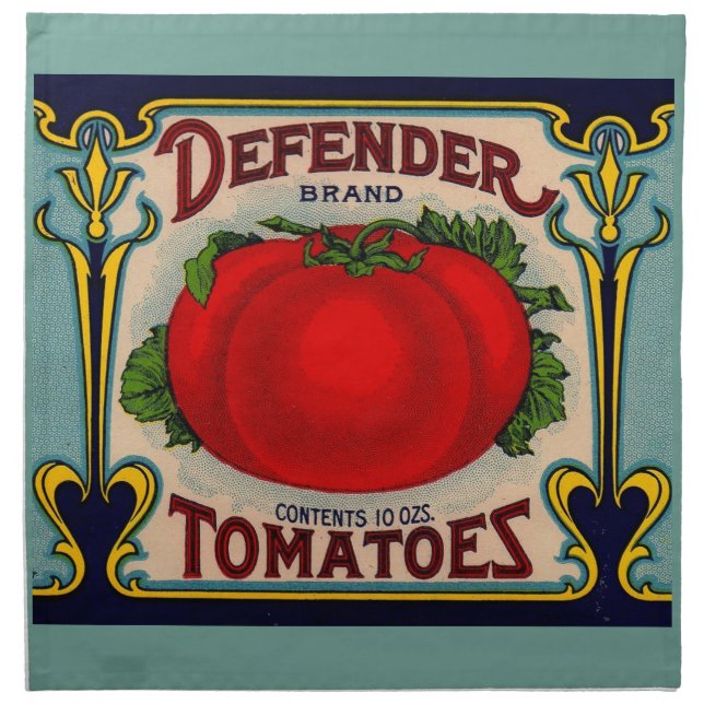 1910s Defender brand tomatoes label Cloth Napkin (Front)