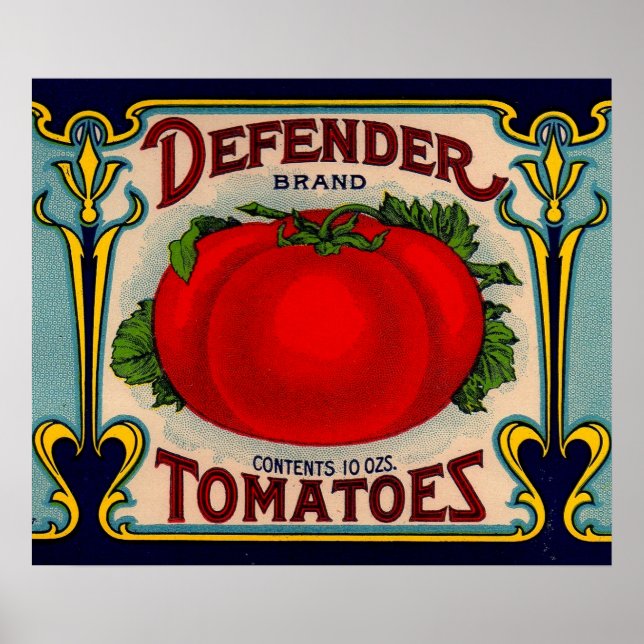 1910s Defender brand tomatoes label Poster (Front)