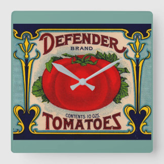 1910s Defender brand tomatoes label Square Wall Clock