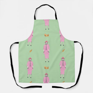 1910s Fashion Illustration Lady & Pekingese Dog Apron